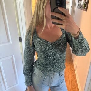 Floral Green Top